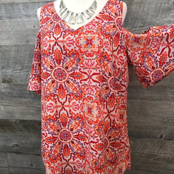 Counterparts Top Blouse Cold Shoulder Print - Picture 4 of 6